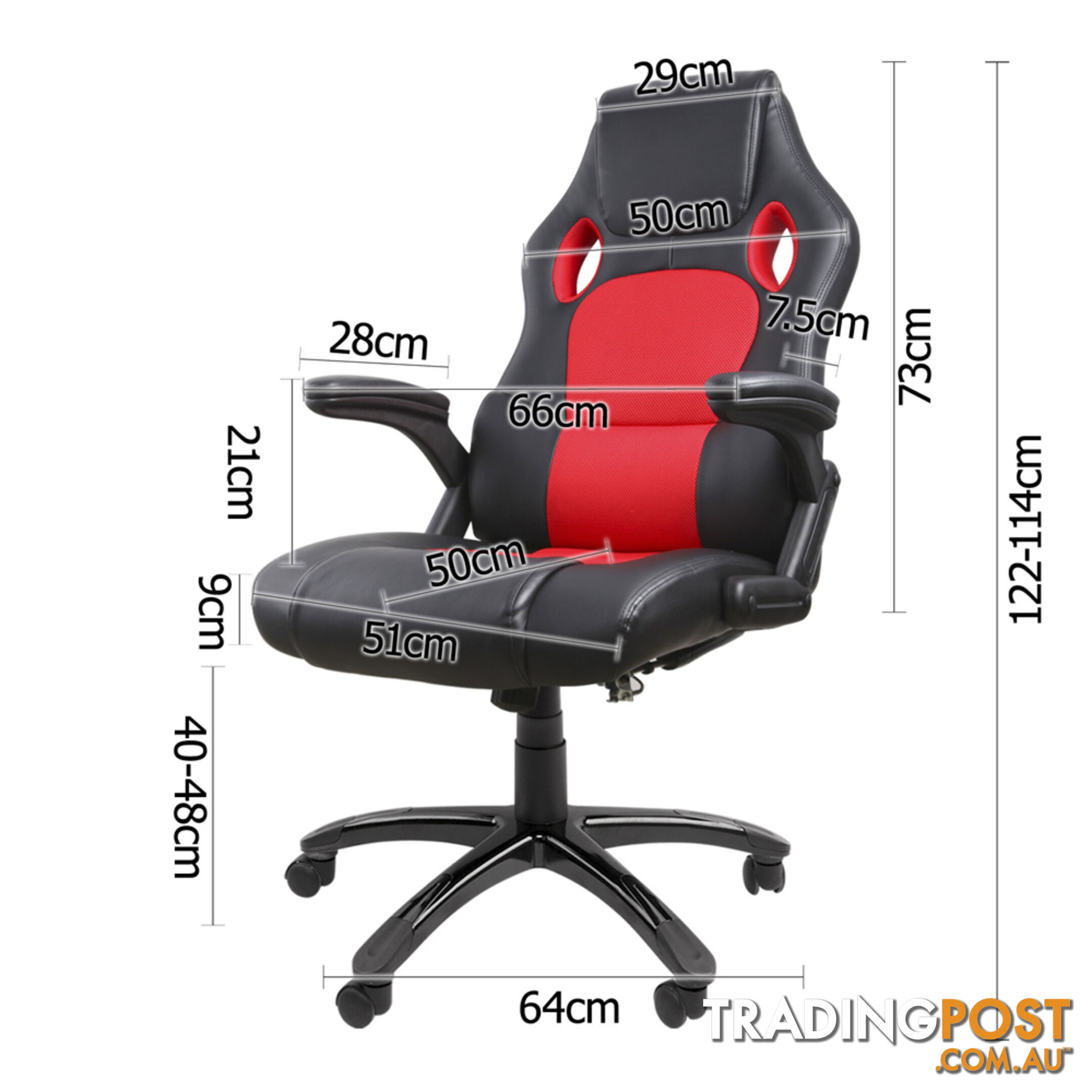 8 Point Massage Racing PU Leather Office Computer Chair Black/Red