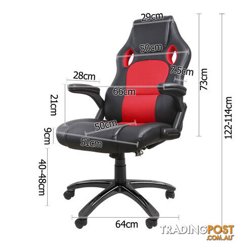 8 Point Massage Racing PU Leather Office Computer Chair Black/Red