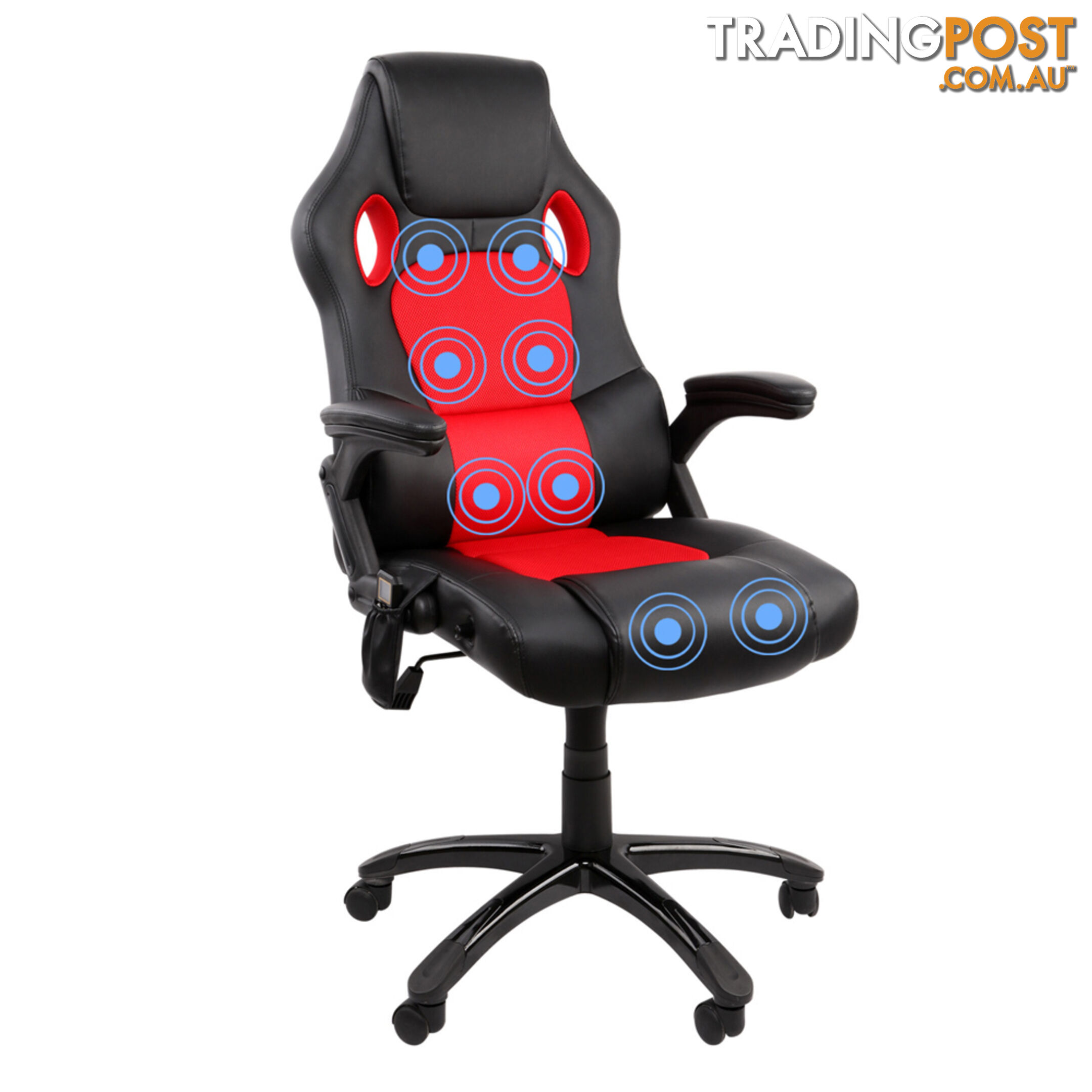 8 Point Massage Racing PU Leather Office Computer Chair Black/Red