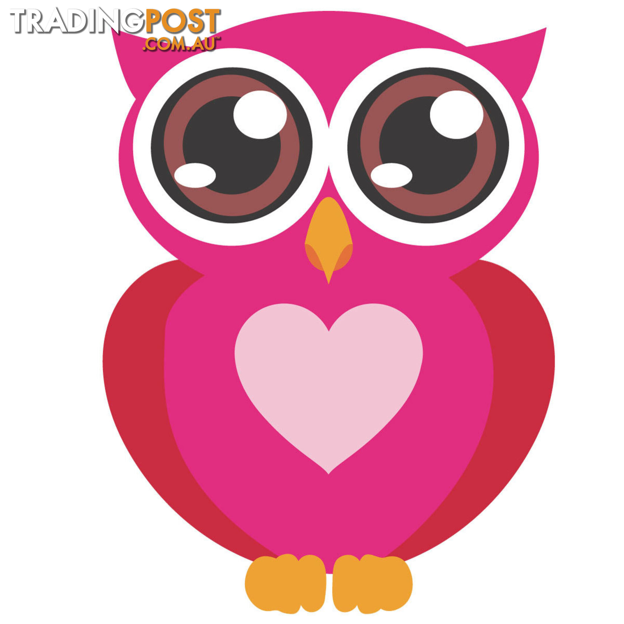 Pink Owl with Big Eyes Wall Stickers - Totally Movable