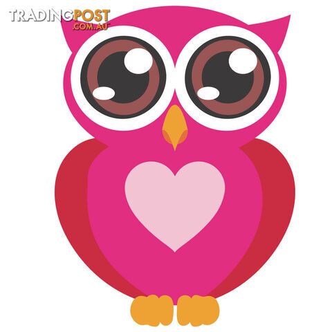 Pink Owl with Big Eyes Wall Stickers - Totally Movable