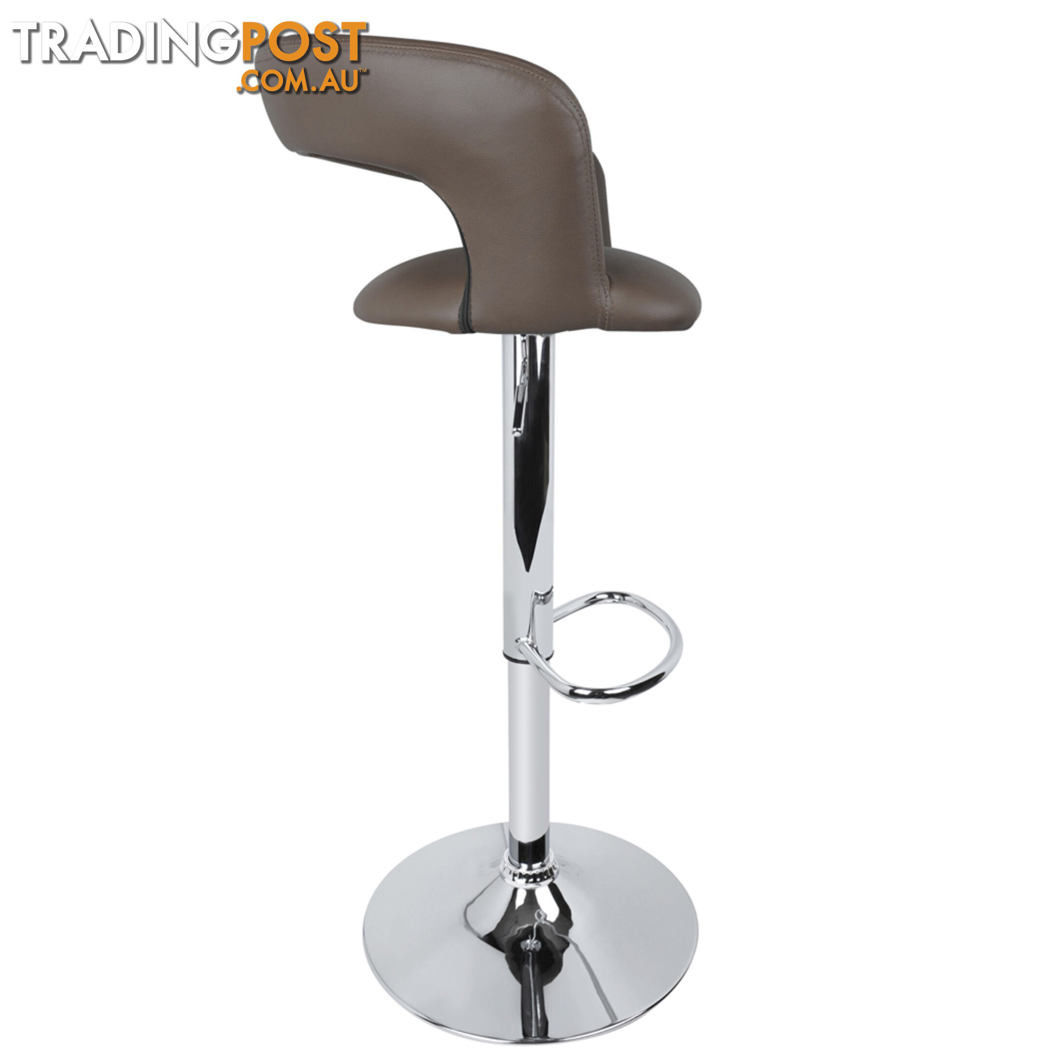 Set of 2 PU Leather Kitchen Bar Stool Charcoal