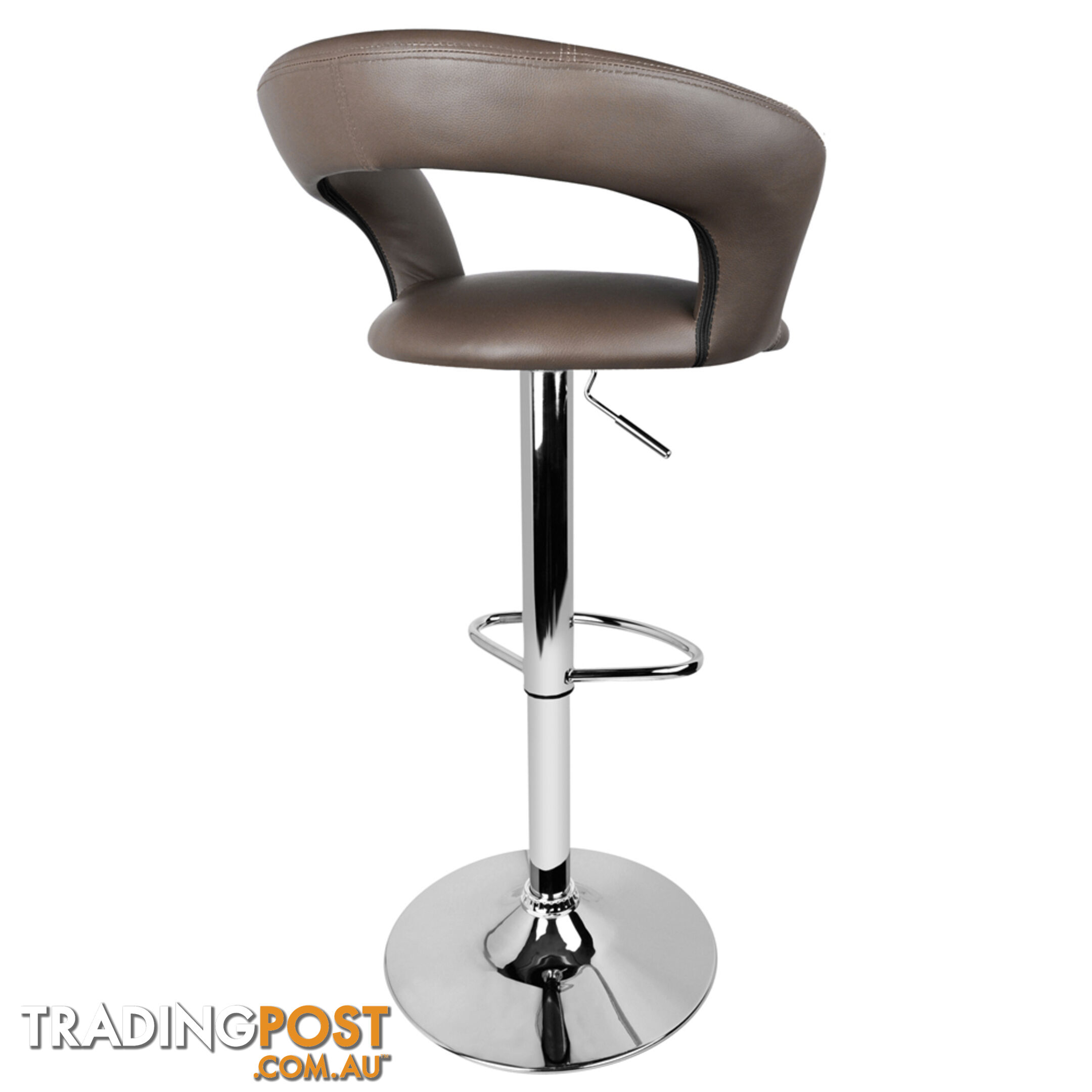 Set of 2 PU Leather Kitchen Bar Stool Charcoal