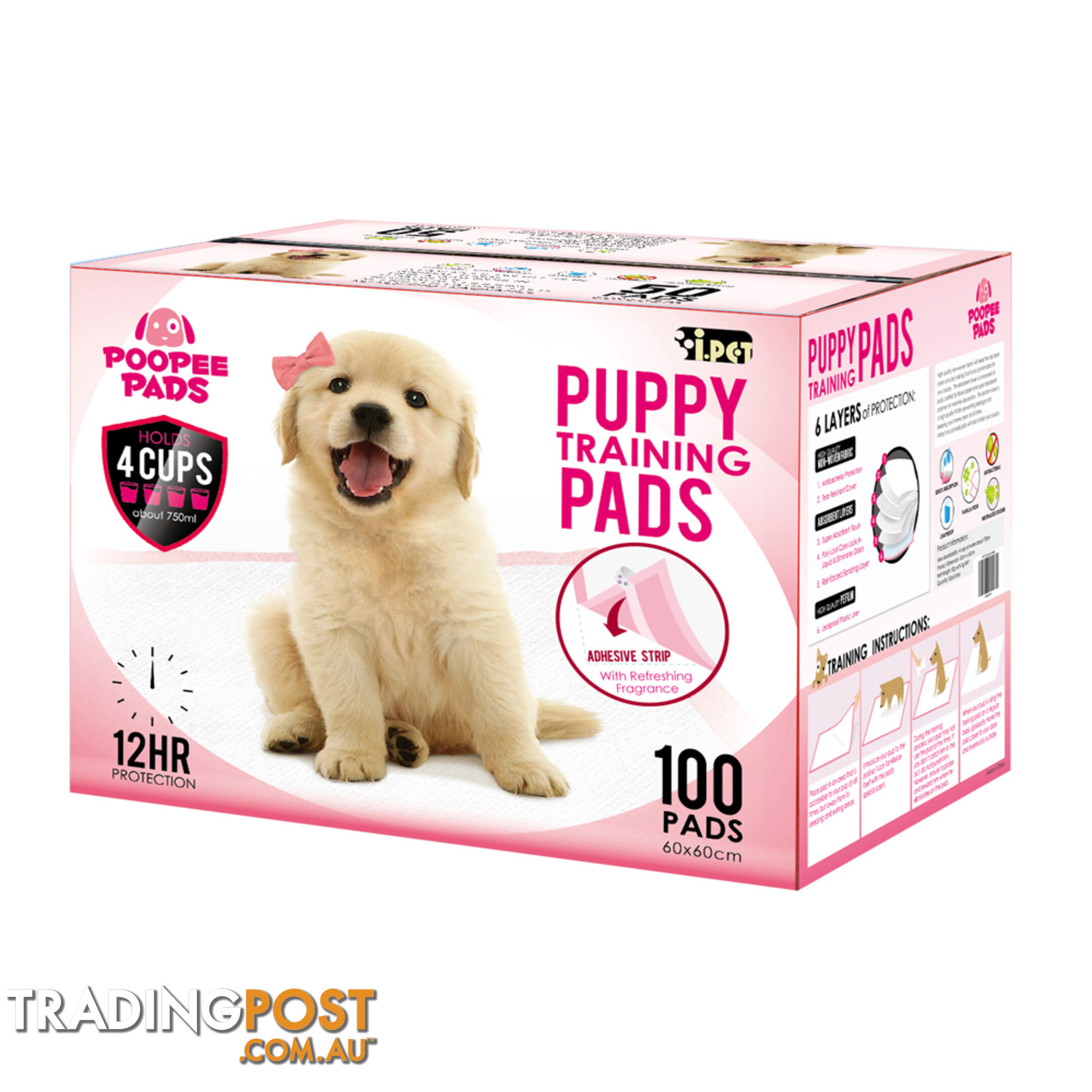 100 Puppy Pet Dog Toilet Training Pads Pink