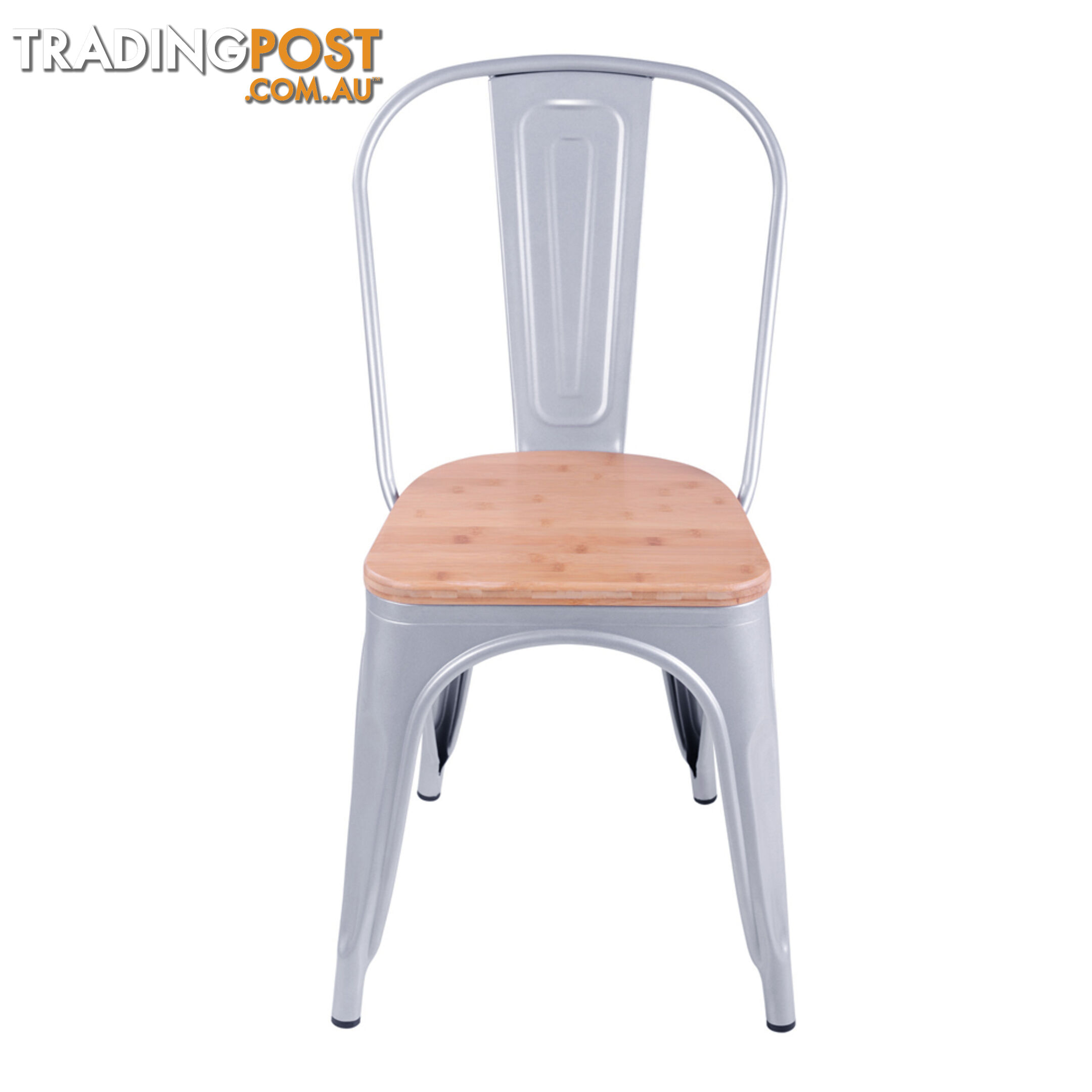 Set of 2 Replica Tolix Dining Metal Chair Bamboo Seat Gloss Metal