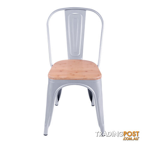 Set of 2 Replica Tolix Dining Metal Chair Bamboo Seat Gloss Metal