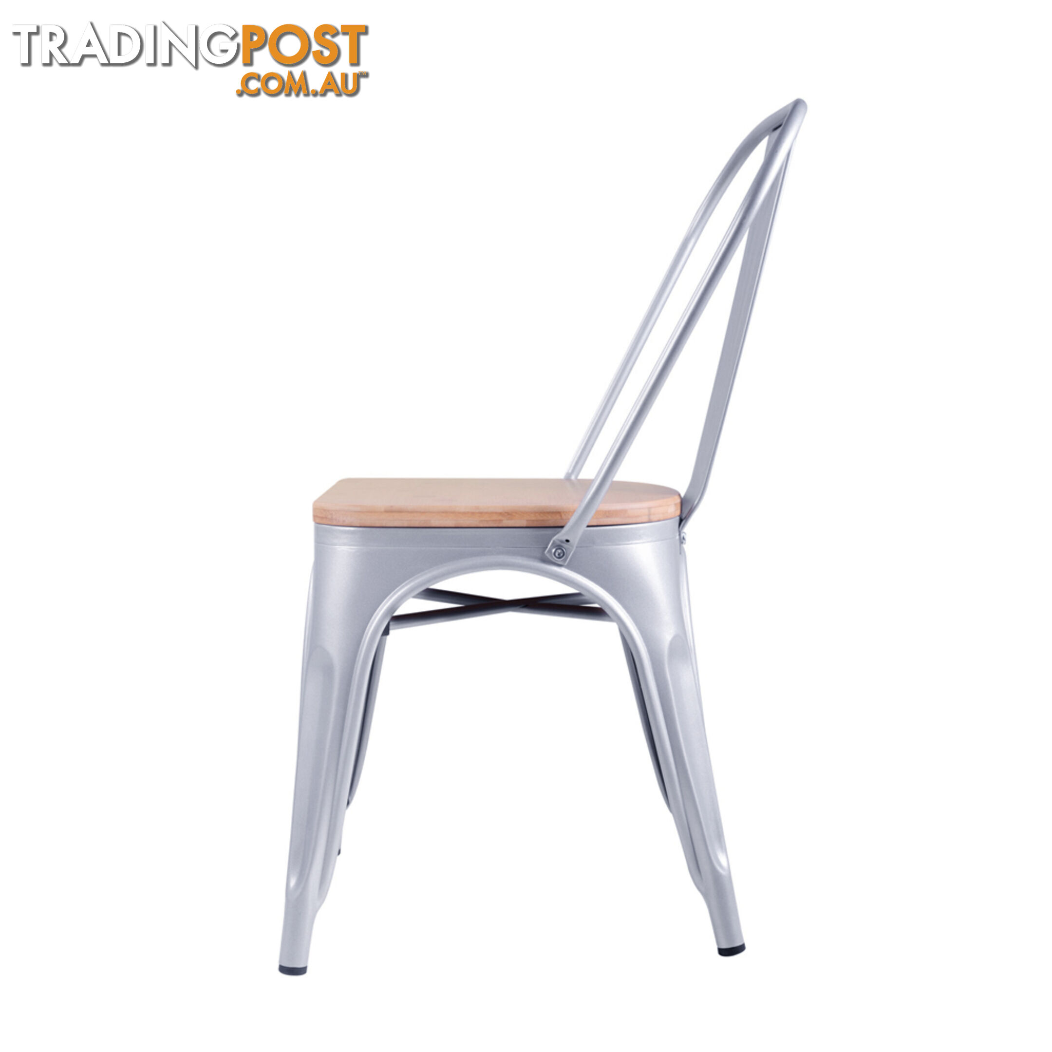 Set of 2 Replica Tolix Dining Metal Chair Bamboo Seat Gloss Metal