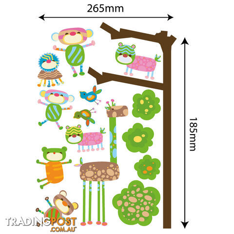 Medium Size Funky Monkeys in a Tree Wall Stickers  - Totally movable