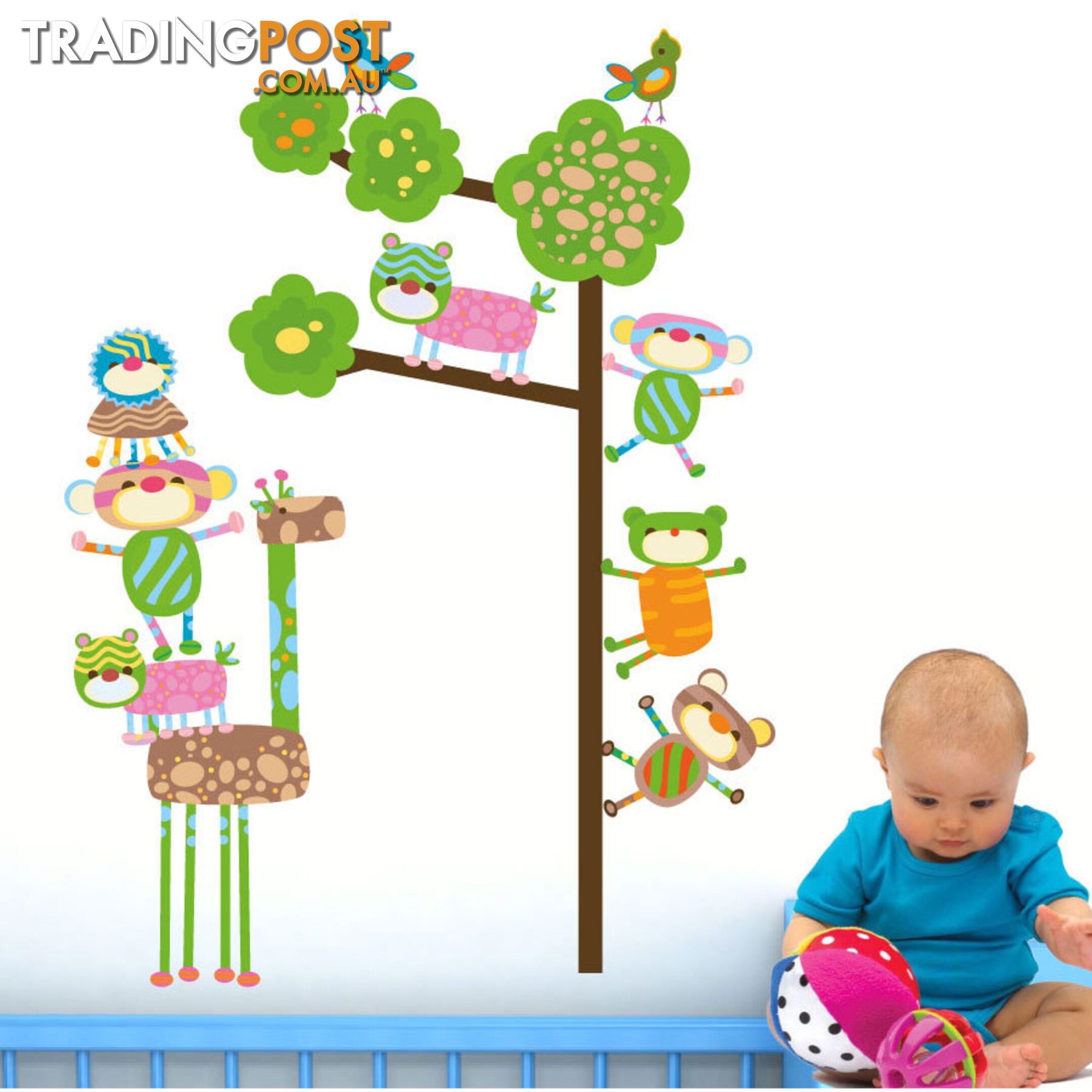 Medium Size Funky Monkeys in a Tree Wall Stickers  - Totally movable