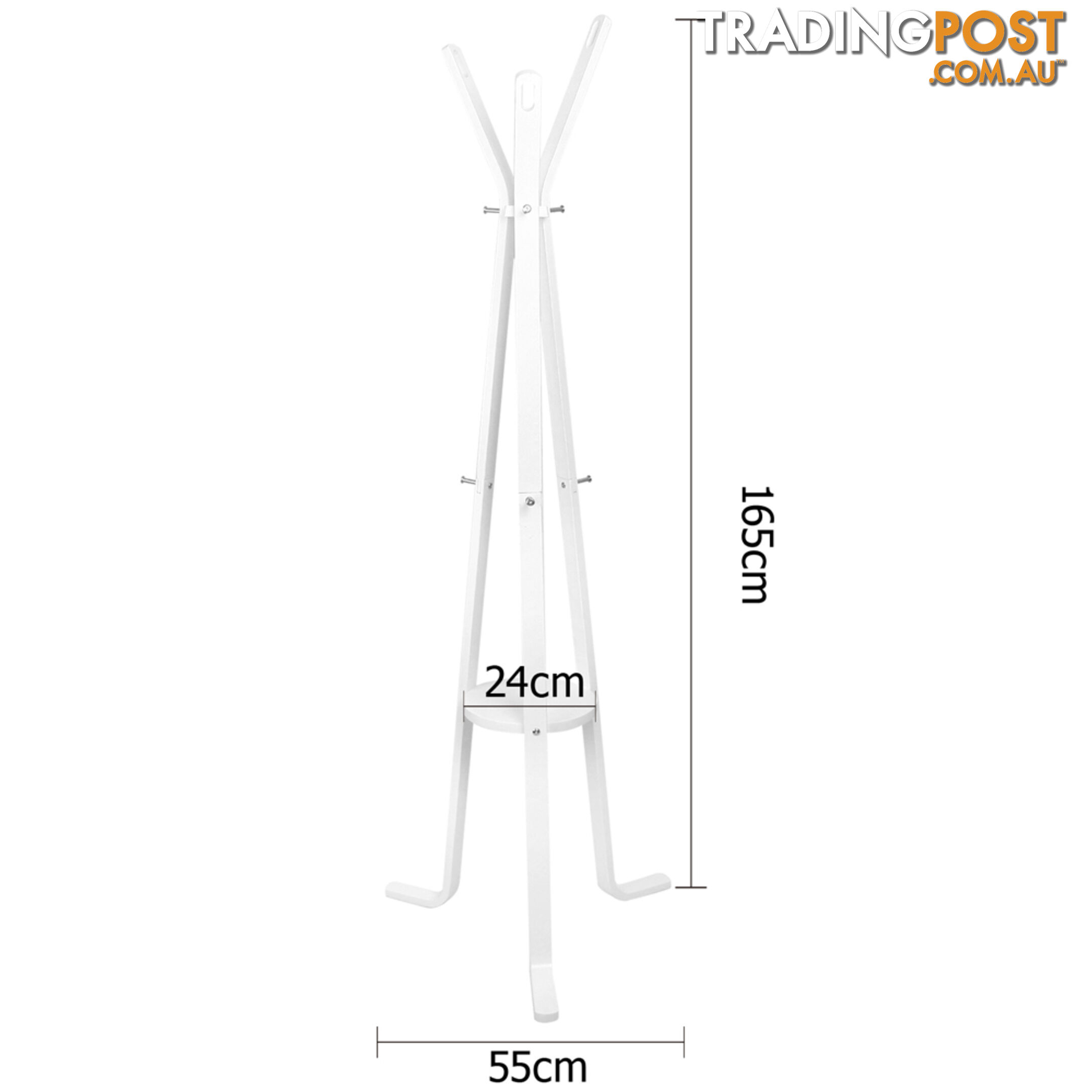 Wooden Coat Rack Clothes Stand Hanger White