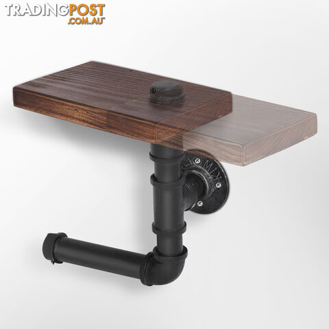 Rustic Industrial DIY Floating Pipe Shelf Paper Holder - photo 3 of 5