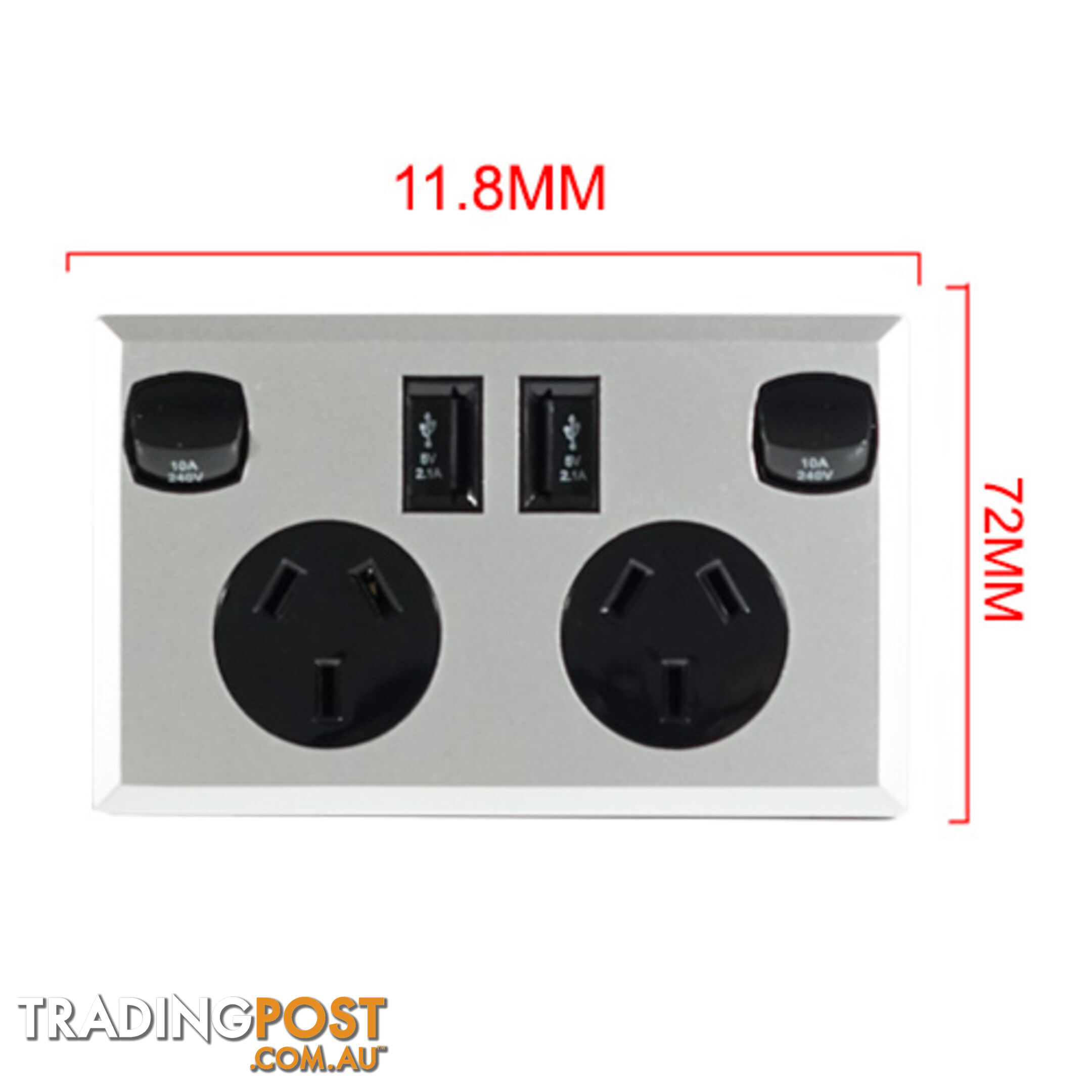 10A Double Australian USB Power Point Supply 2 Socket Switch Wall Plug Black