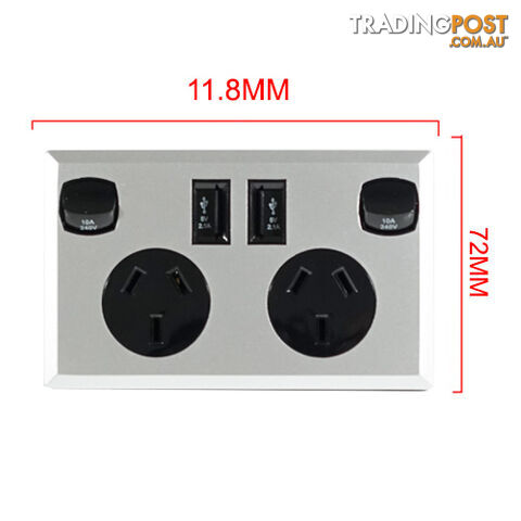 10A Double Australian USB Power Point Supply 2 Socket Switch Wall Plug Black