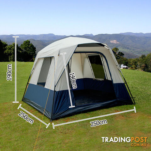 4 Person Family Camping Tent Navy Grey