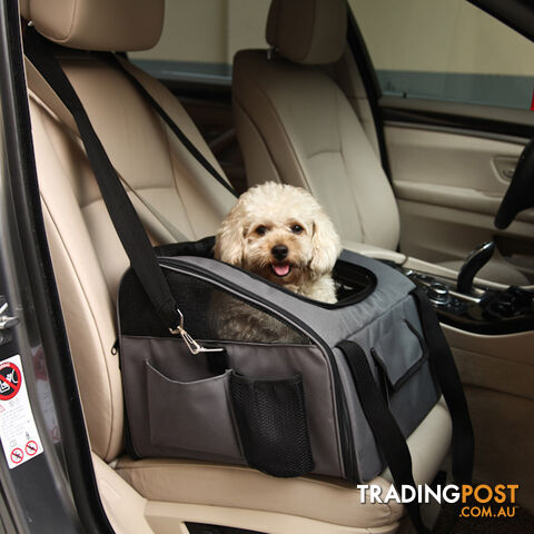 Pet Dog Cat Car Seat Carrier Travel Bag Large Grey