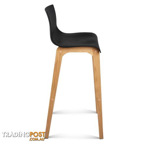 Set of 2 High Seat Back Barstools Black