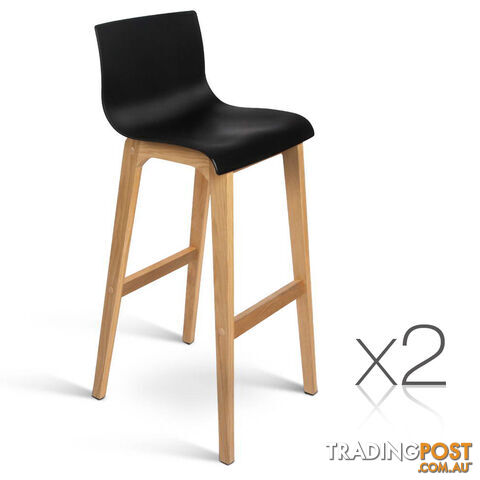 Set of 2 High Seat Back Barstools Black