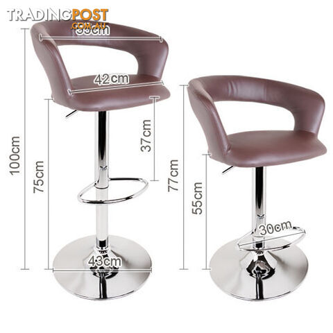 Set of 2 PU Leather Kitchen Bar Stool Chocolate