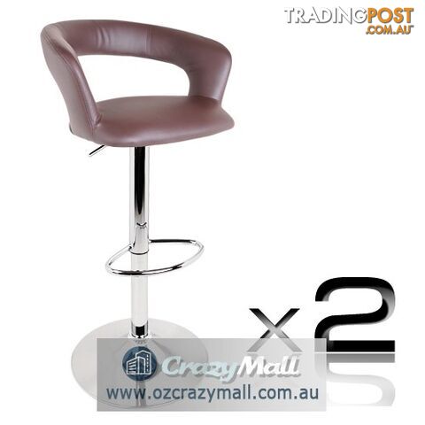 Set of 2 PU Leather Kitchen Bar Stool Chocolate