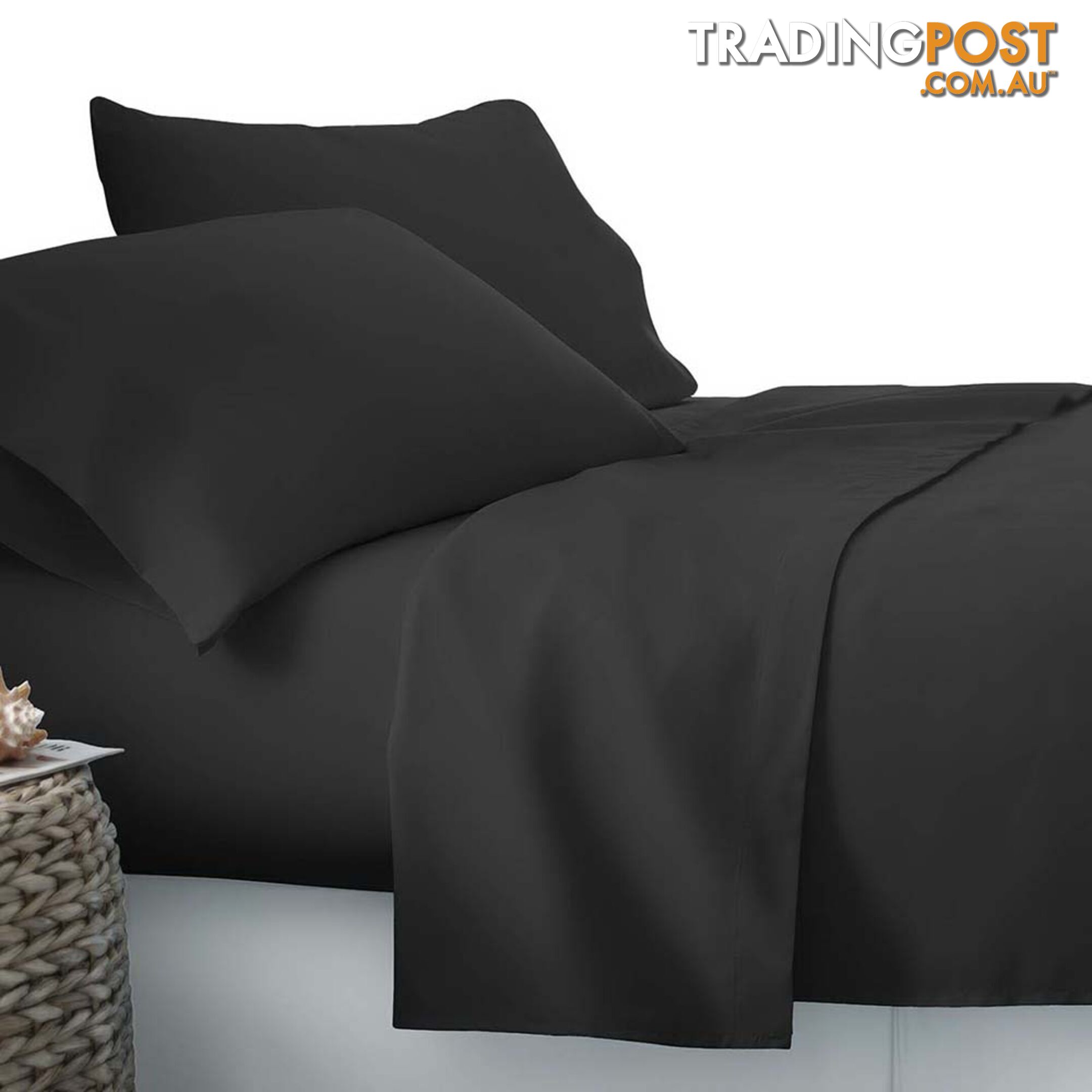 3 Piece Microfibre Sheet Set Single _ Black