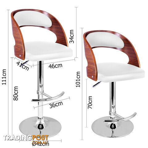 PU Leather Wooden Kitchen Bar Stool Padded Seat White