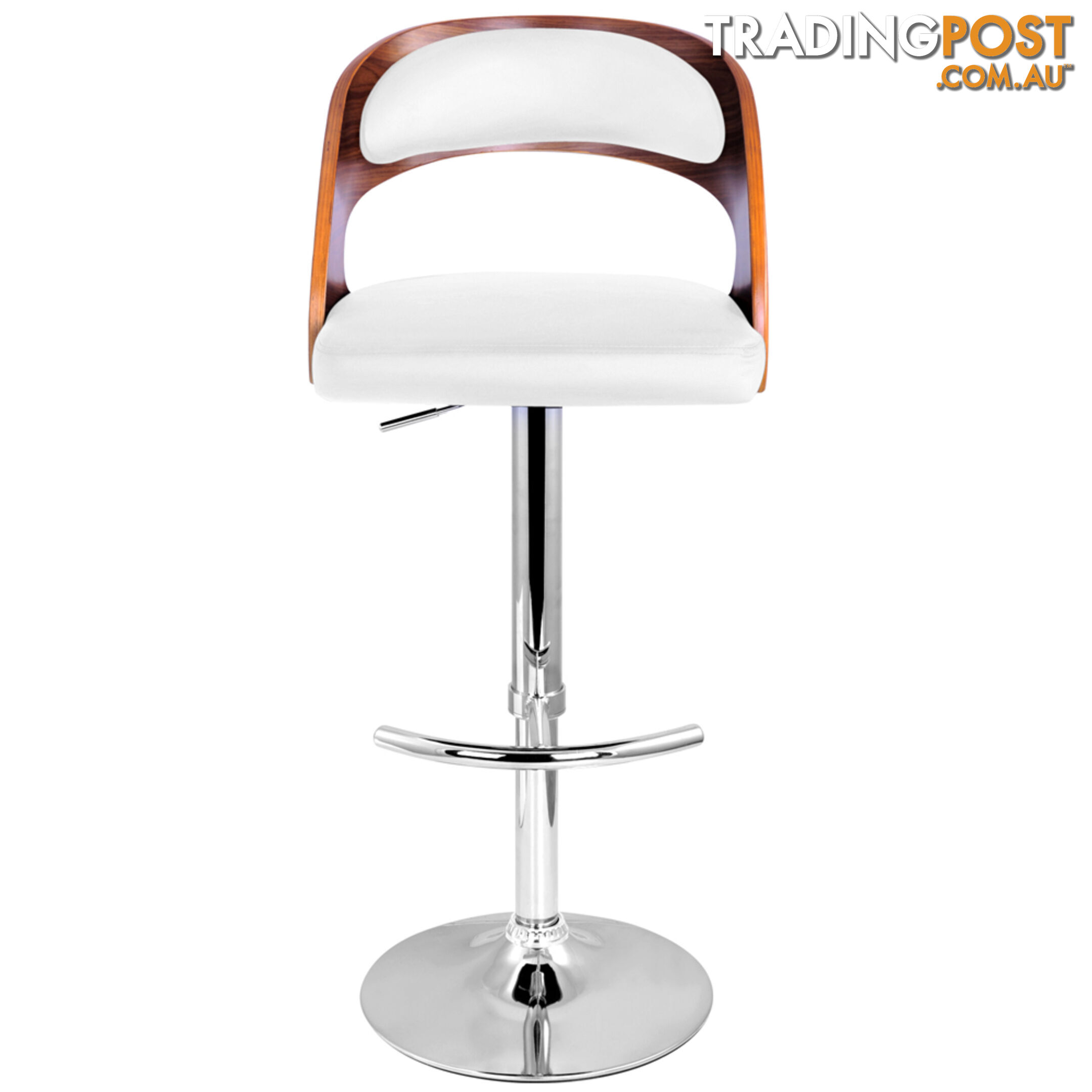 PU Leather Wooden Kitchen Bar Stool Padded Seat White