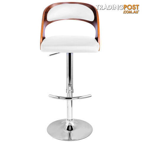 PU Leather Wooden Kitchen Bar Stool Padded Seat White