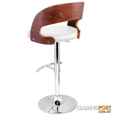 PU Leather Wooden Kitchen Bar Stool Padded Seat White