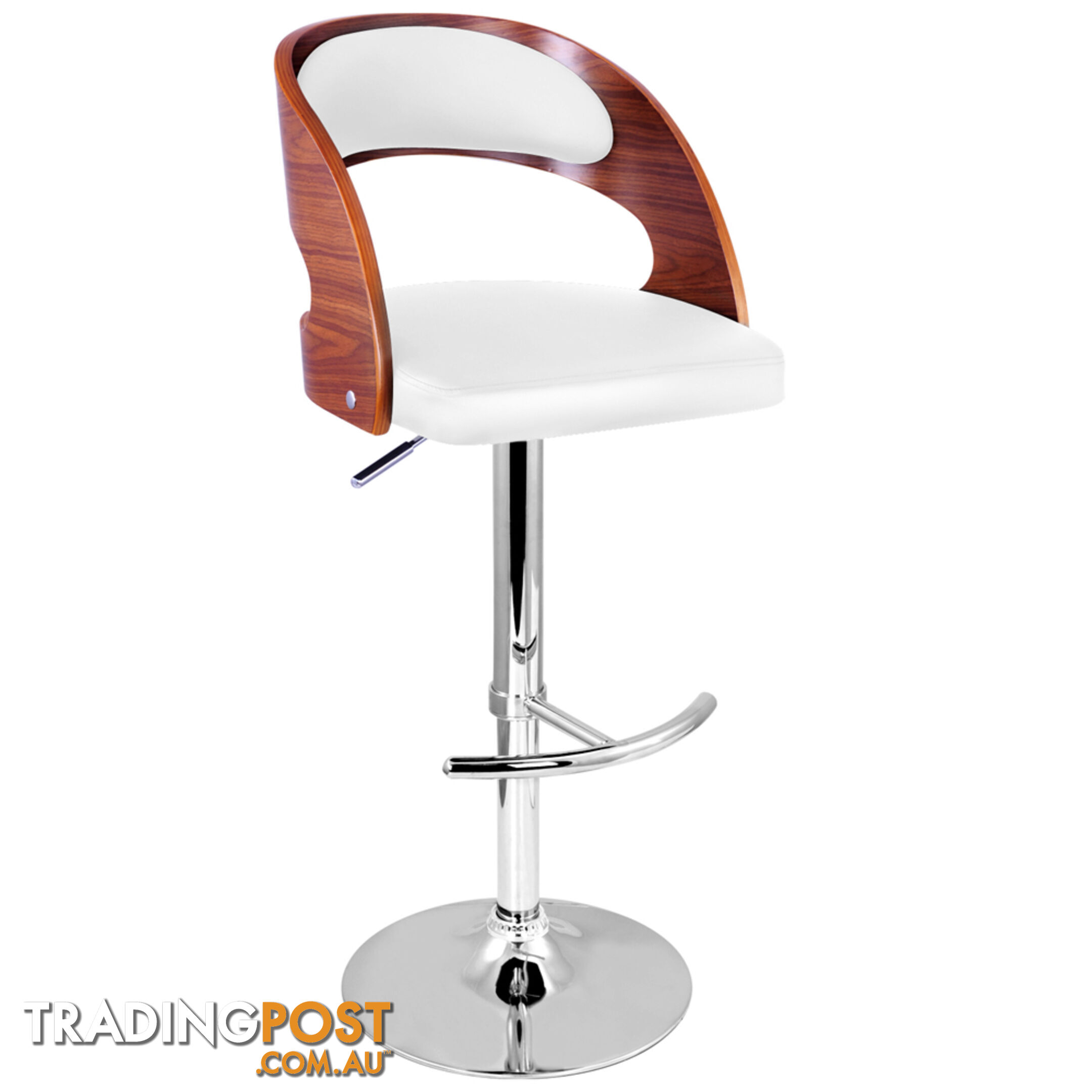 PU Leather Wooden Kitchen Bar Stool Padded Seat White