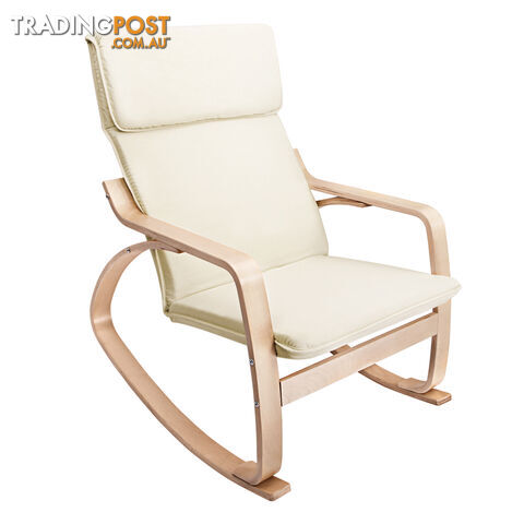 Bentwood Fabric Rocking Armchair Beige