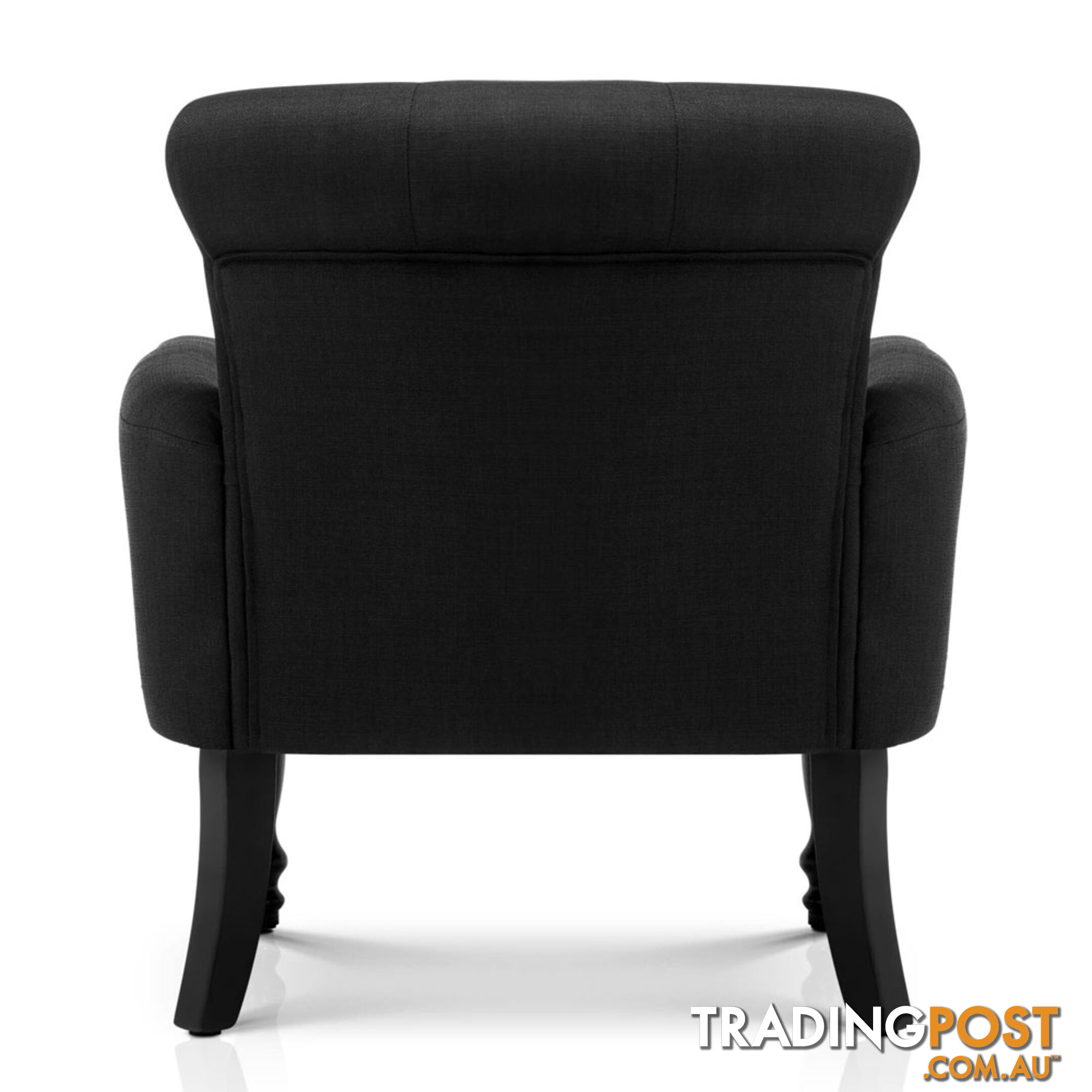 Wing Armchair French Provincial Linen Fabric Black