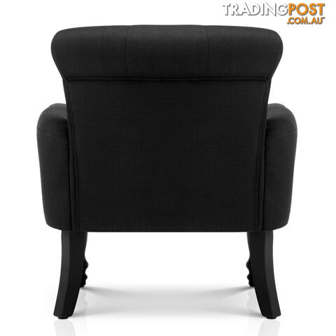 Wing Armchair French Provincial Linen Fabric Black