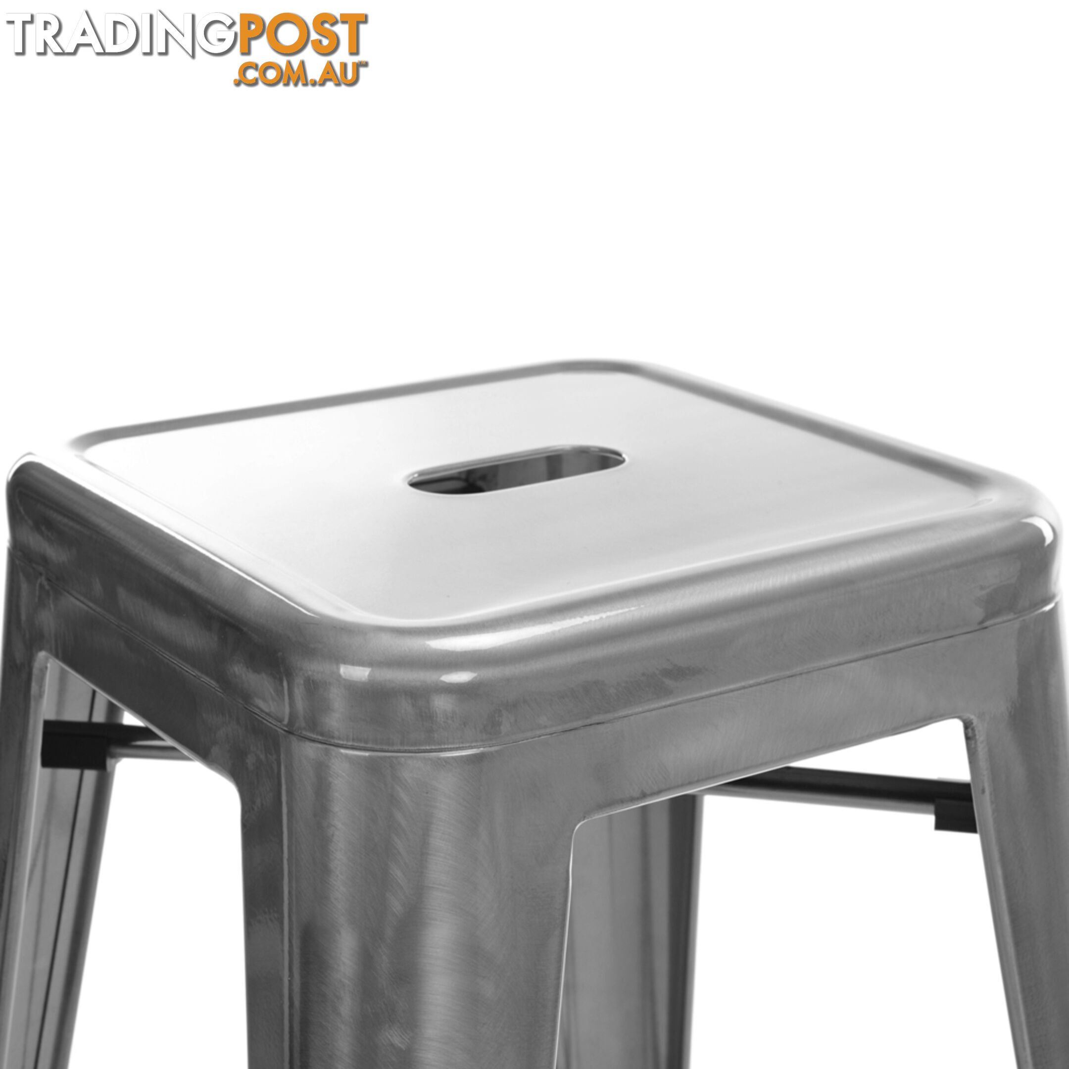 Set of 4 Replica Tolix Kitchen Bar Stool 66cm Metallic