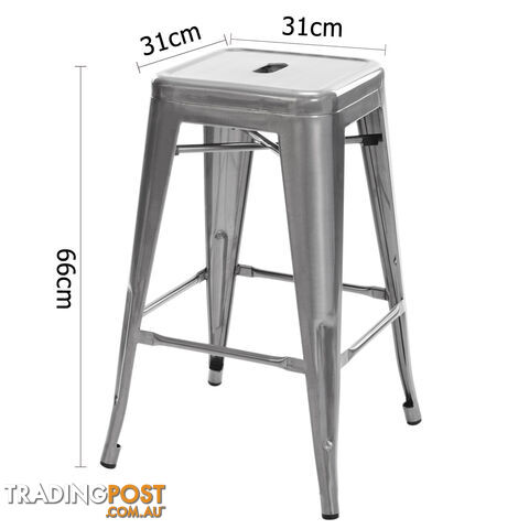 Set of 4 Replica Tolix Kitchen Bar Stool 66cm Metallic