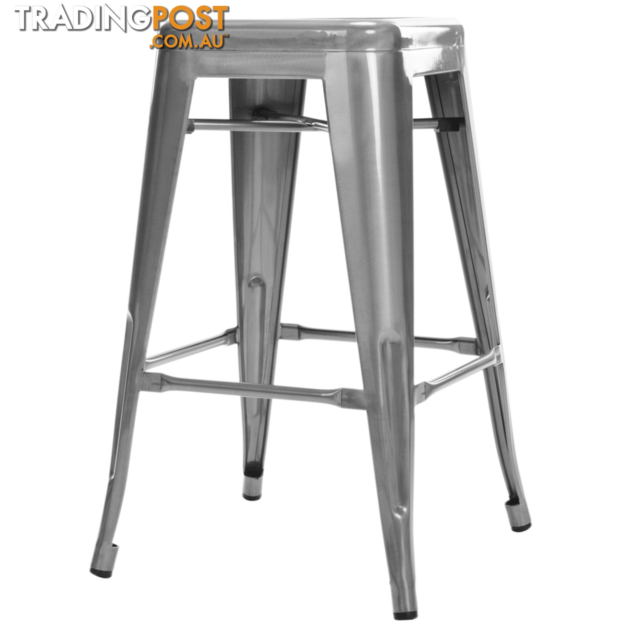 Set of 4 Replica Tolix Kitchen Bar Stool 66cm Metallic