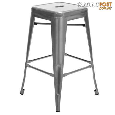 Set of 4 Replica Tolix Kitchen Bar Stool 66cm Metallic