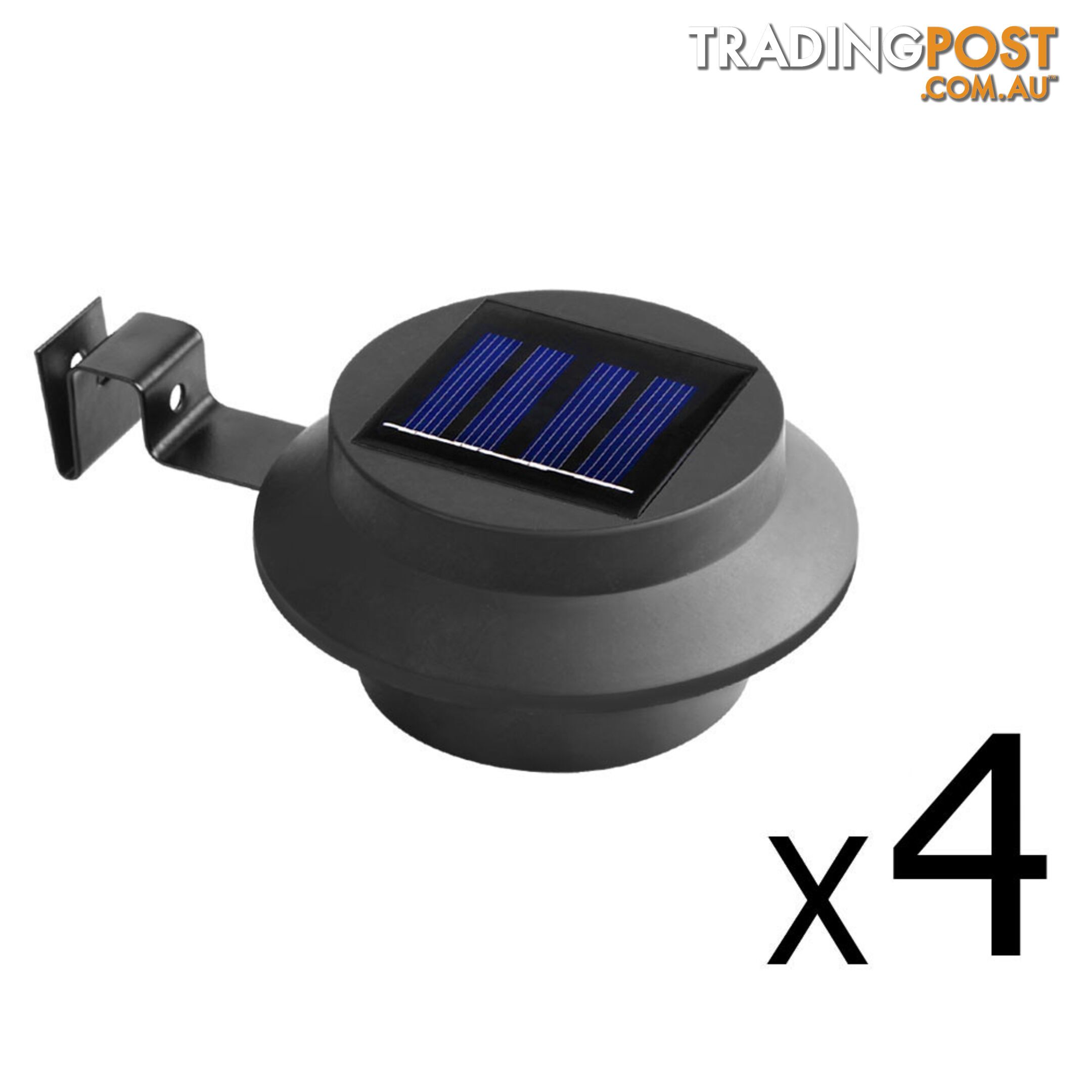 Set of 4 LED Solar Powered Fence Gutter Light Black