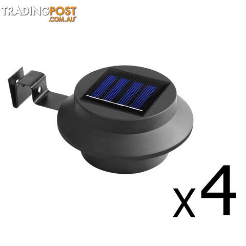 Set of 4 LED Solar Powered Fence Gutter Light Black