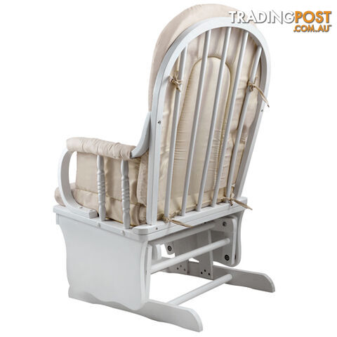 Baby Breast Feeding Sliding Glider Chair w/ Ottoman White Beige
