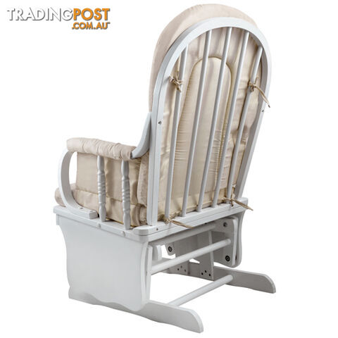 Baby Breast Feeding Sliding Glider Chair w/ Ottoman White Beige - photo 4 of 8