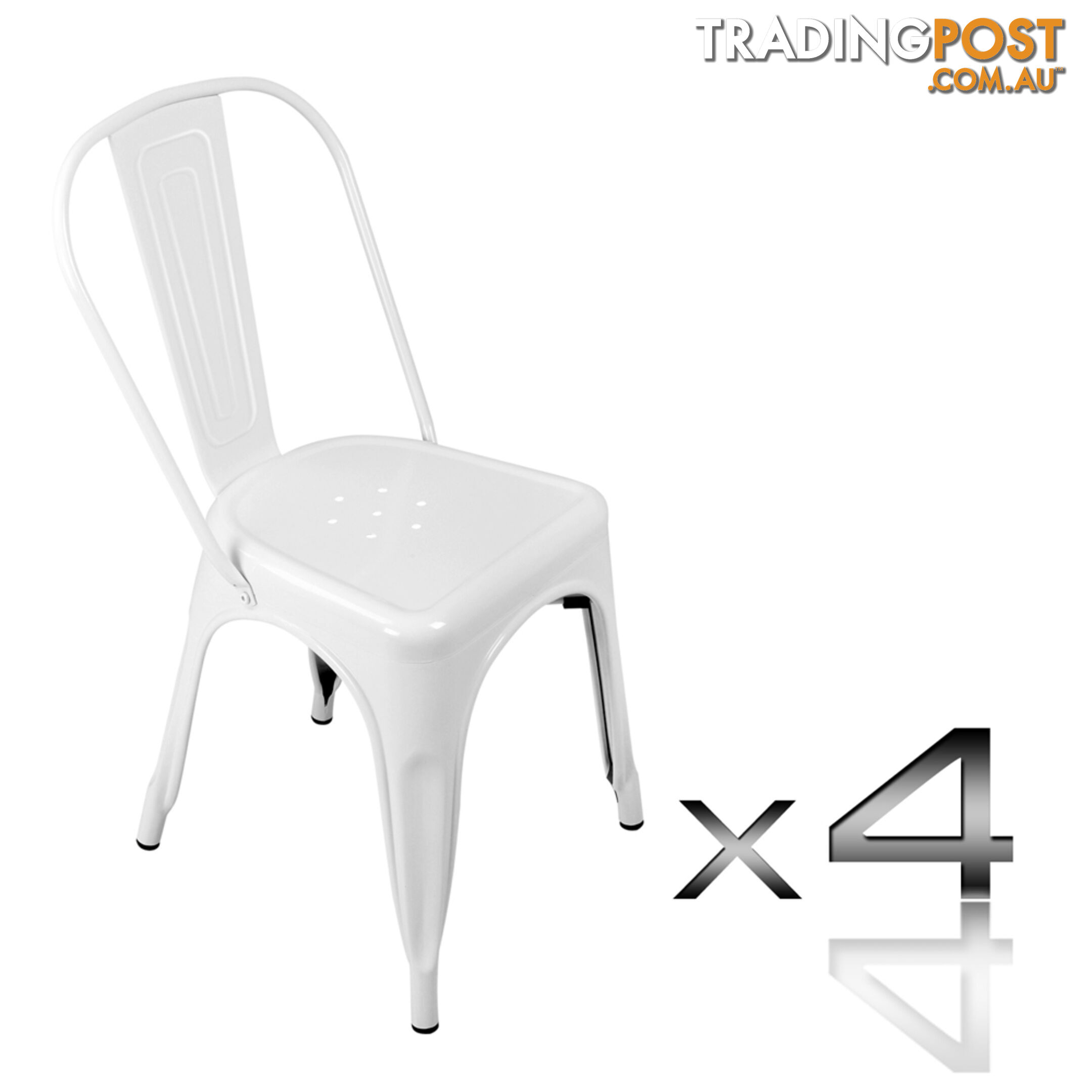 Set of 4 Replica Tolix Dining Metal Chair Gloss White