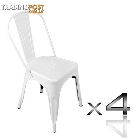 Set of 4 Replica Tolix Dining Metal Chair Gloss White