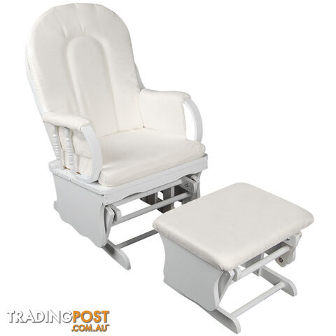 Baby Breast Feeding Sliding Glider Chair w/ Ottoman White