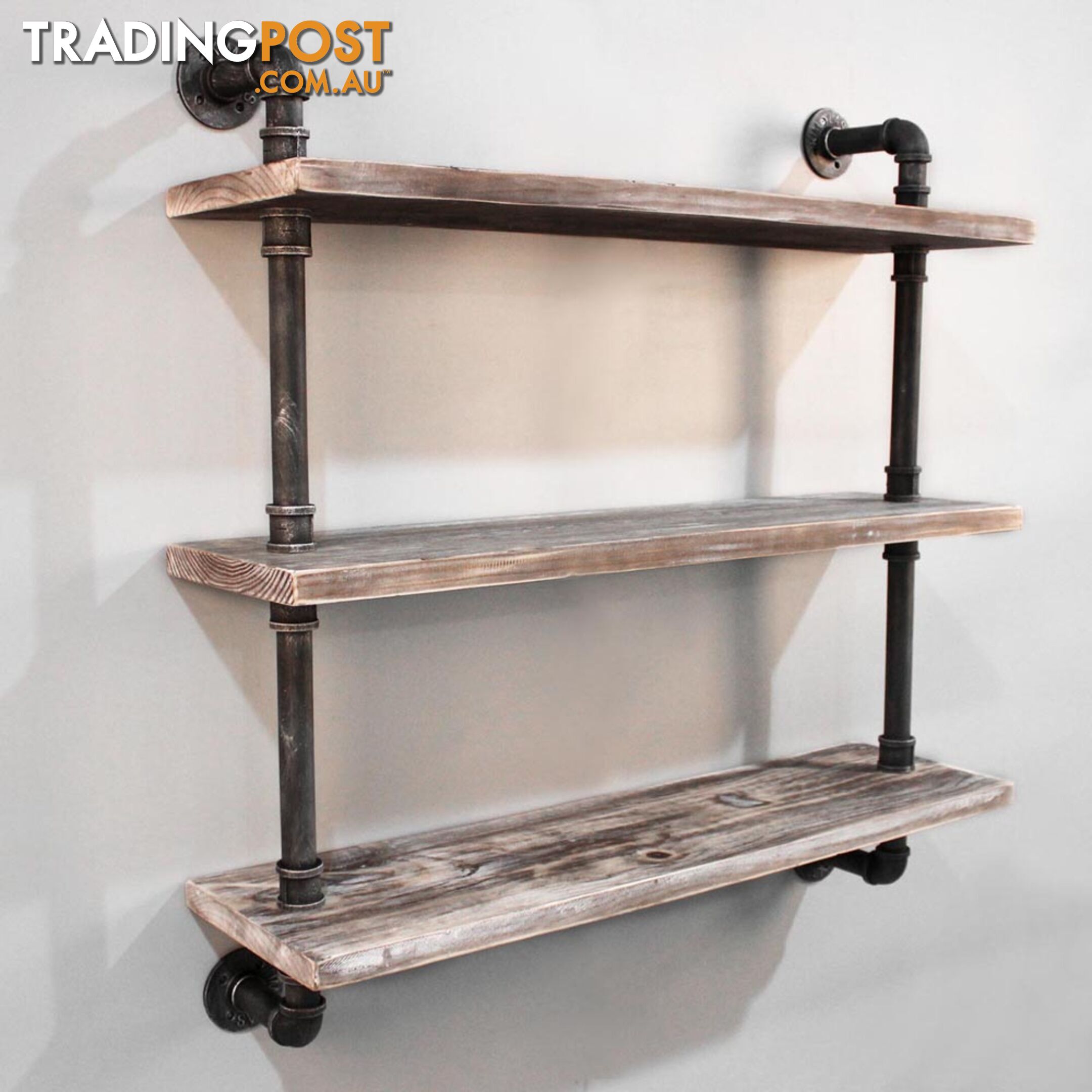 Rustic Industrial DIY Floating Pipe Shelf