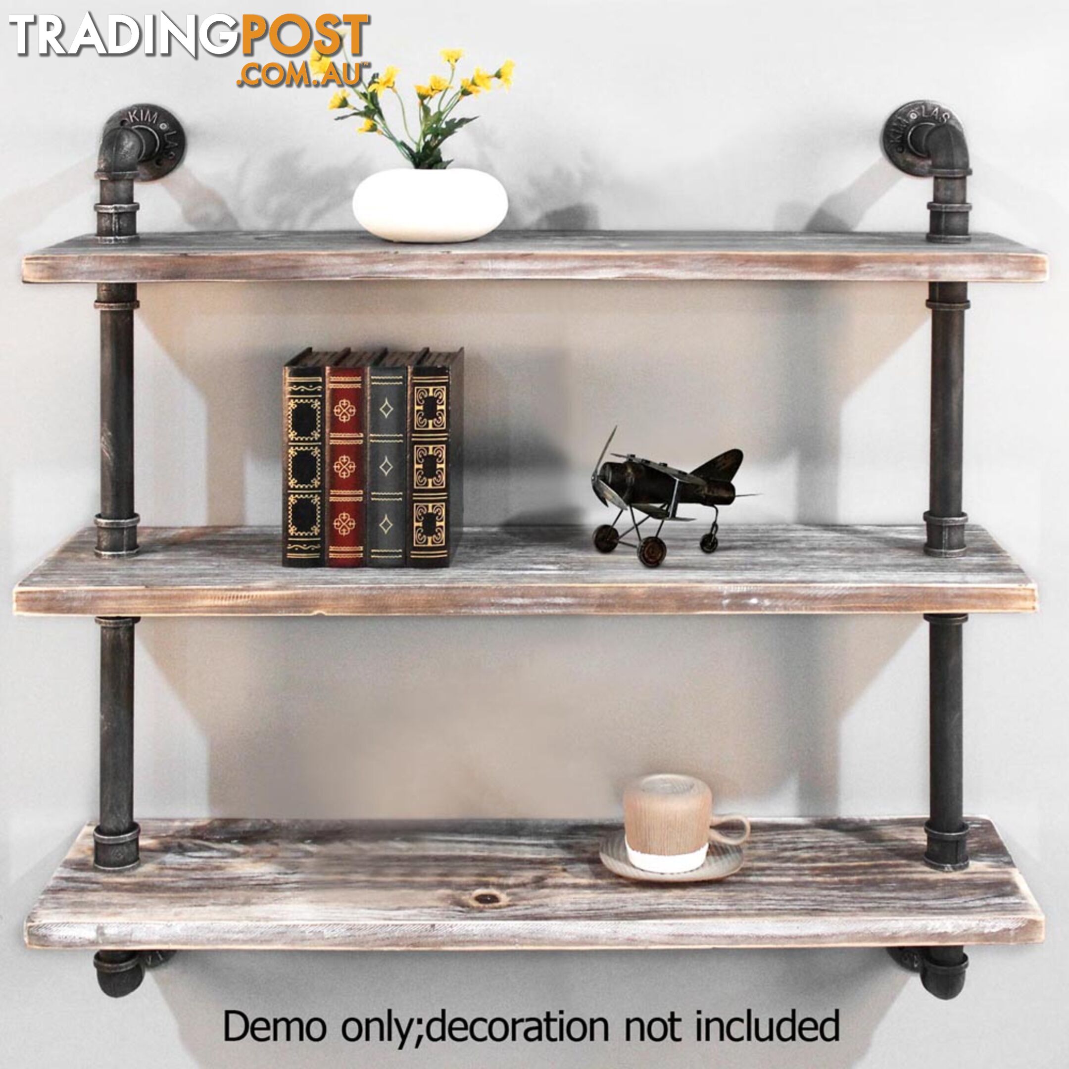 Rustic Industrial DIY Floating Pipe Shelf