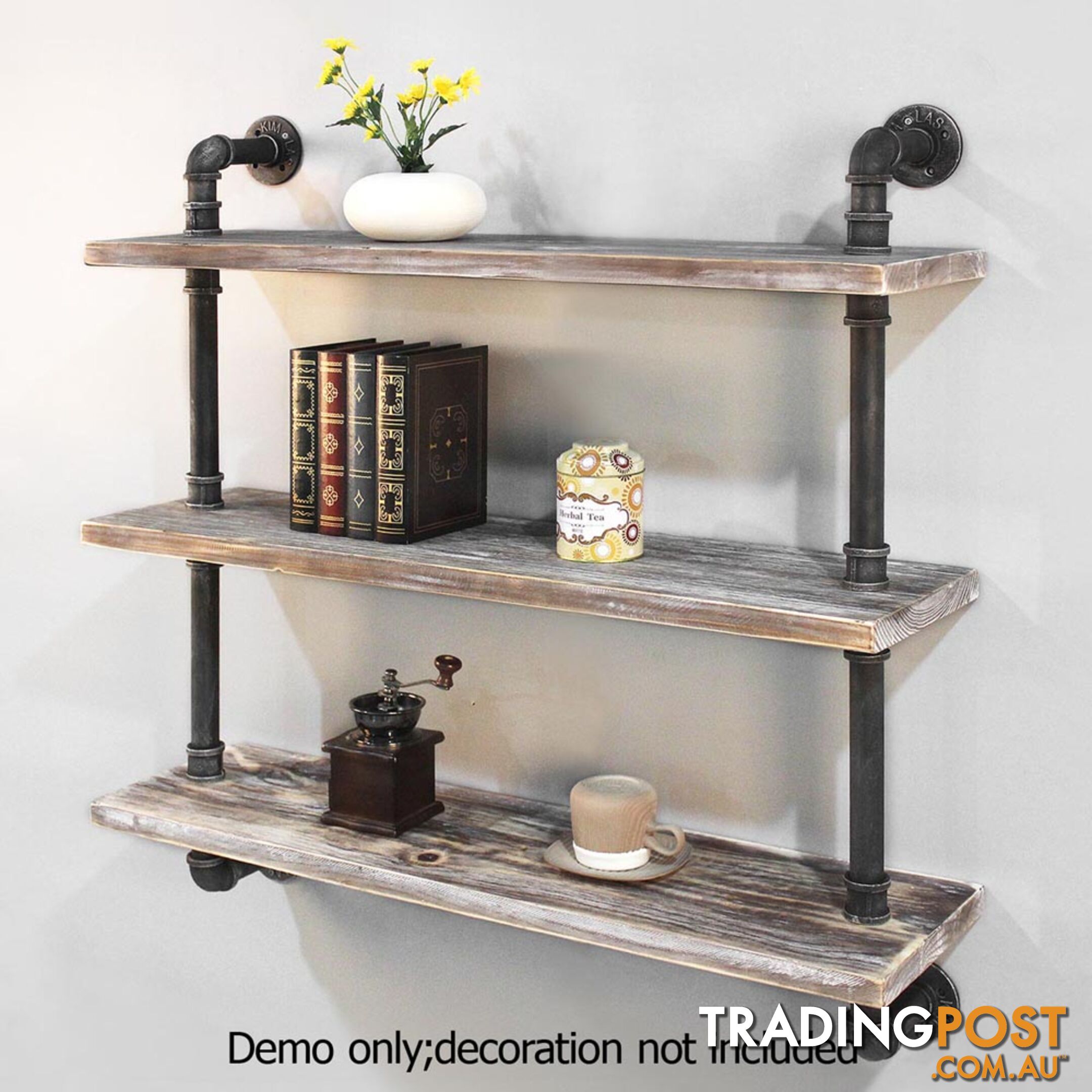 Rustic Industrial DIY Floating Pipe Shelf