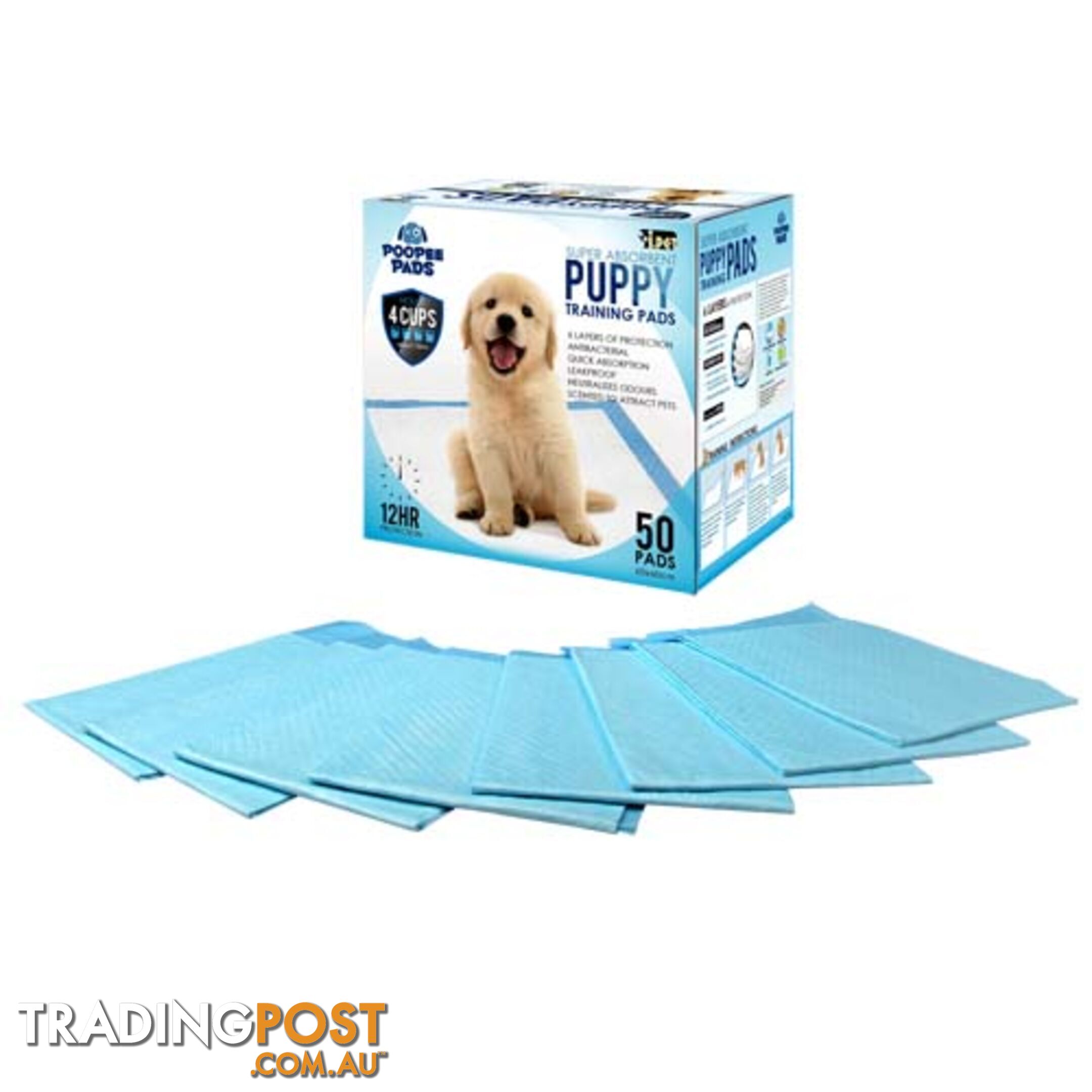50 Puppy Pet Dog Toilet Training Pads Blue