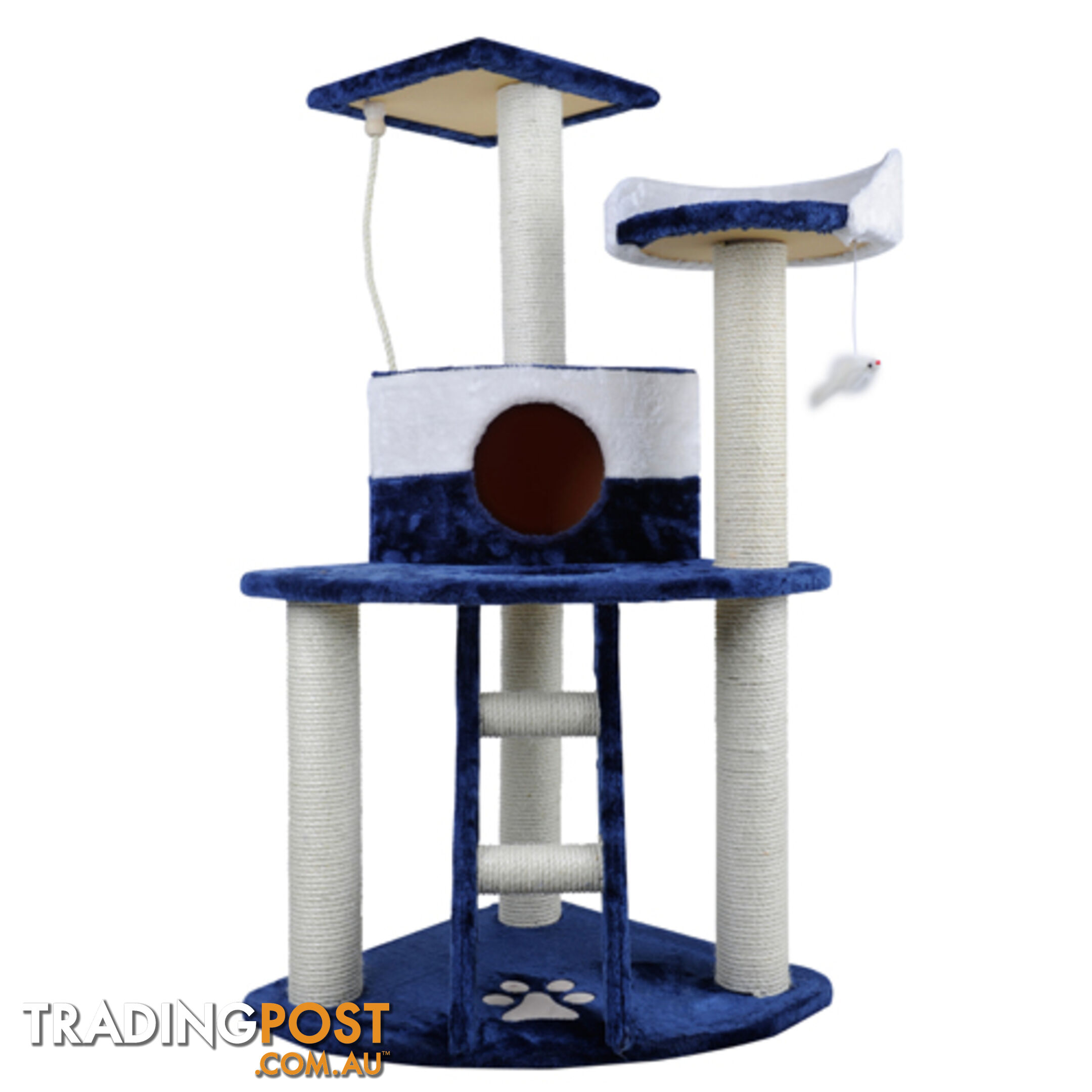 Cat Scratching Poles Post Furniture Tree House Condo Blue White