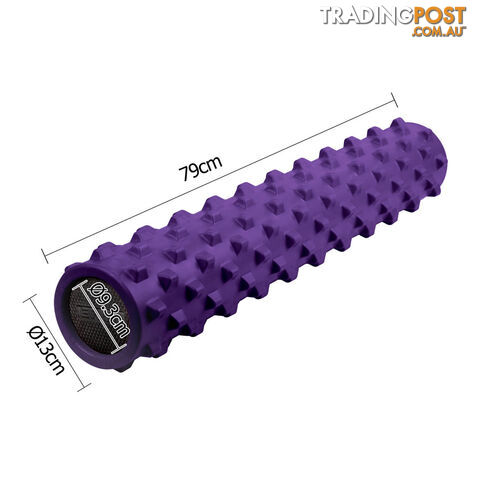 Yoga Gym Pilates EVA Stick Foam Roller Purple 79 x 13cm