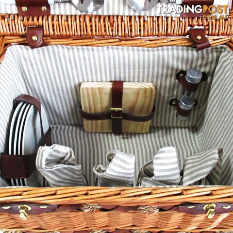 4 Person Picnic Basket Set w/ Cheese Board Blanket